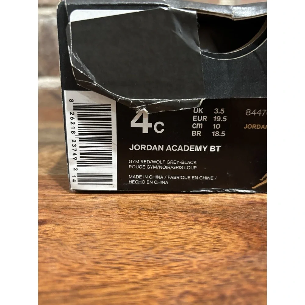 NEW 4C Shoes, Jordan Academy BT, Red Size 4C, Gym Red/Wolf Grey/Black Boys Shoes